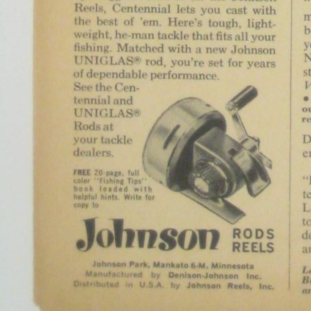 Johnson Reels Vintage Fishing Tips Ad 1960s Lightweight Trout Lure Casting
